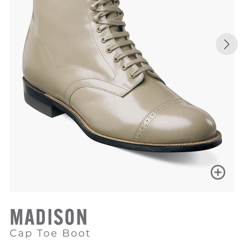 Stacy Adams Madison Cap Toe Boot
 Taupe Leather Men's Boots Size 10.